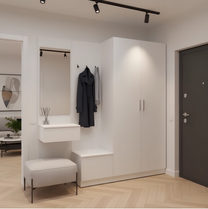 Набор мебели для прихожей "Марсель-107" МР 01-107 В2160 Ш2000 Г420 (ЛДСП Белый премиум)